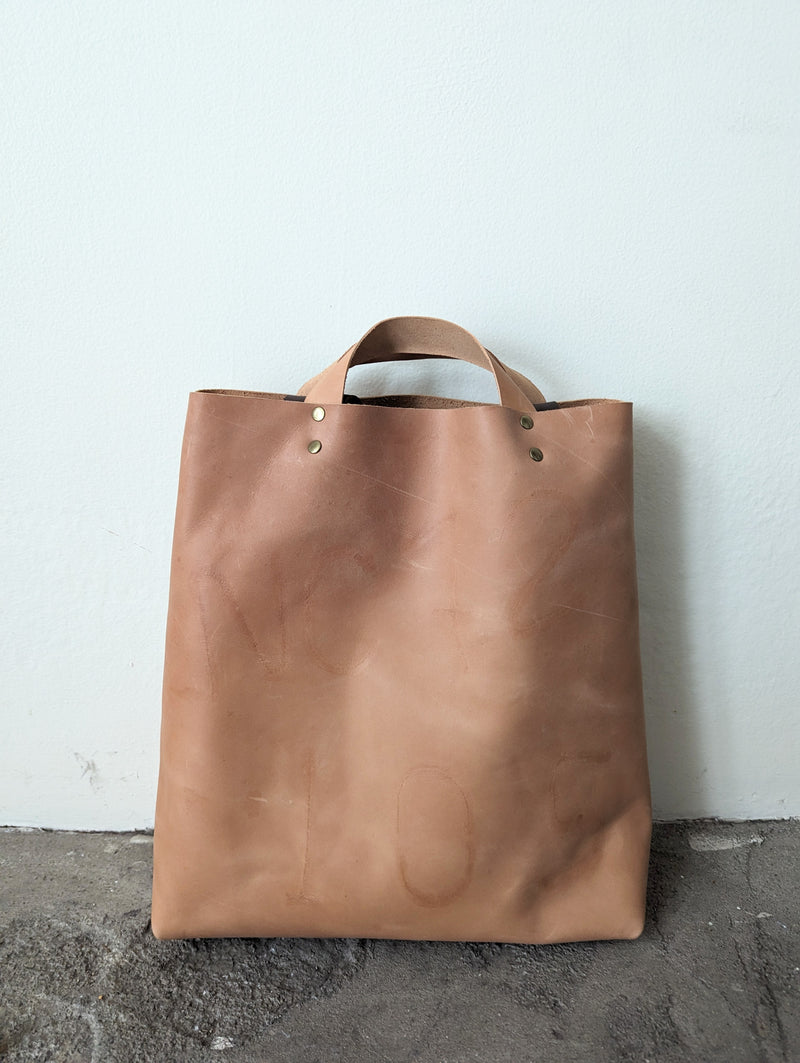 Natural Veg Tan Leather Tote - Unisex - One of a kind