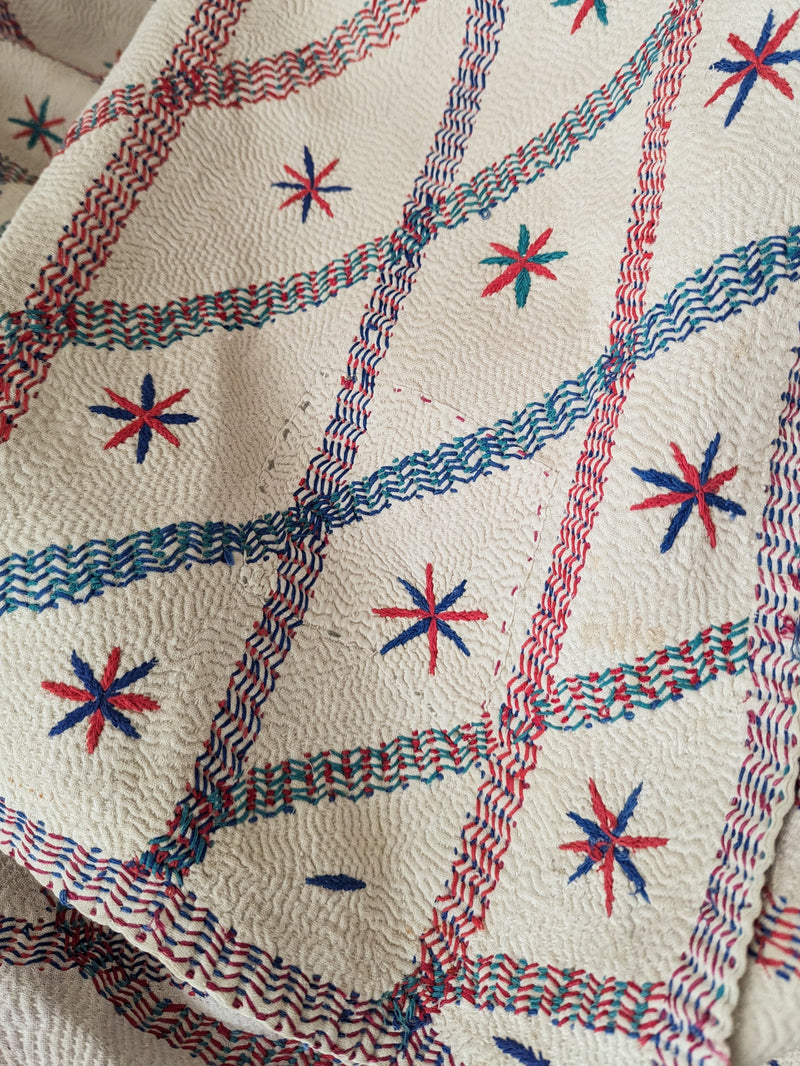Vintage nakshi kantha antique embroidered quilt shop boston