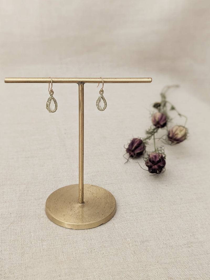 caged crystal quartz drop earrings danielle welmond jewelry store boston small business gift shop sowa boutique