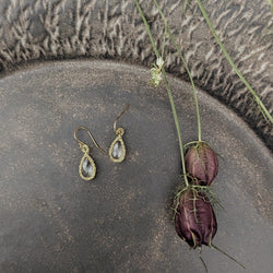 caged crystal quartz drop earrings danielle welmond jewelry store boston small business gift shop sowa boutique