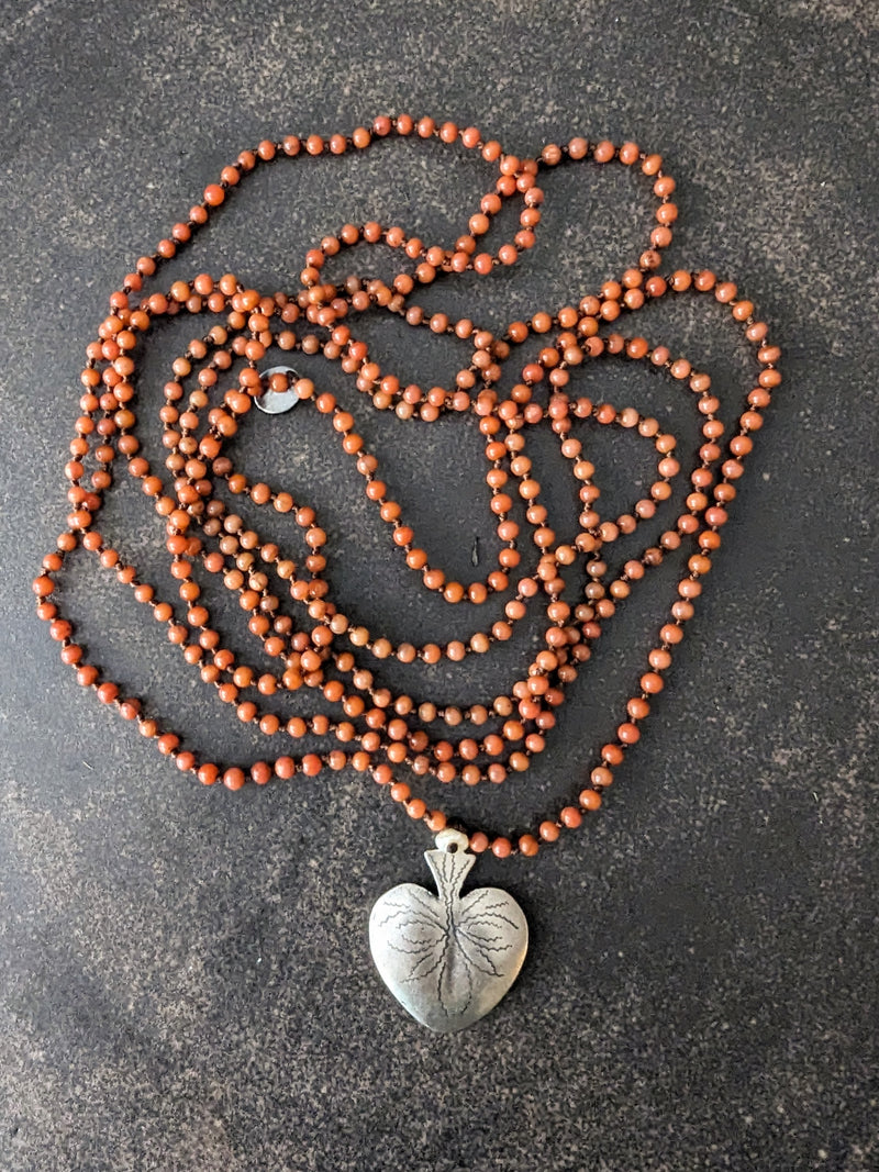 Italian Coral necklace with silver heart milagro River Song shop boston sowa jewelry store boutique gift shop 