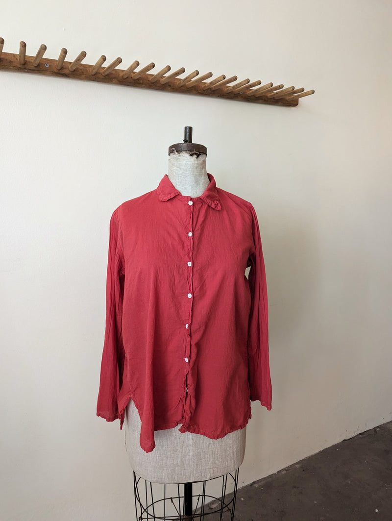 Button Down Shirt Khadi Cotton - Tomato