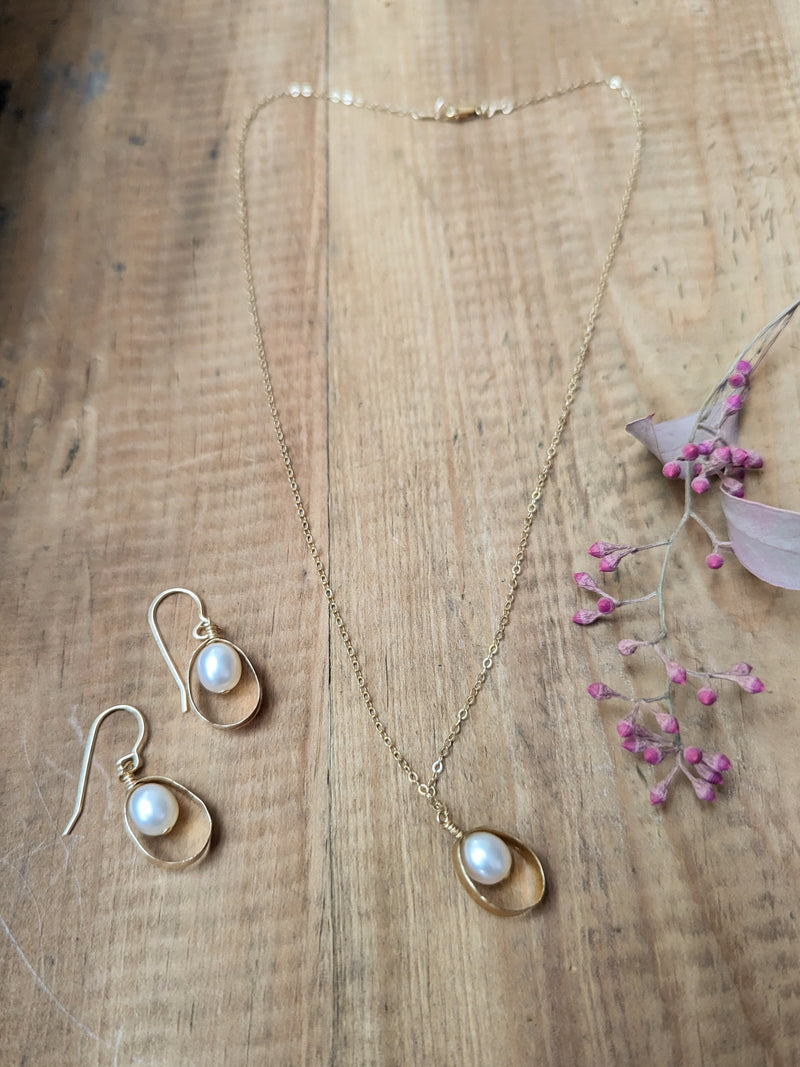 Gold-filled Teardrop Pearl Pendant Necklace silvana segulja sowa jewelry boston small business gift shop