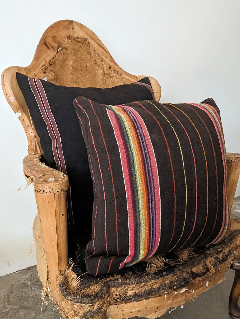 Vintage Bolivian textile lumbar pillow handwoven wool shop Sowa Boston gift shop home decor accessories boutique