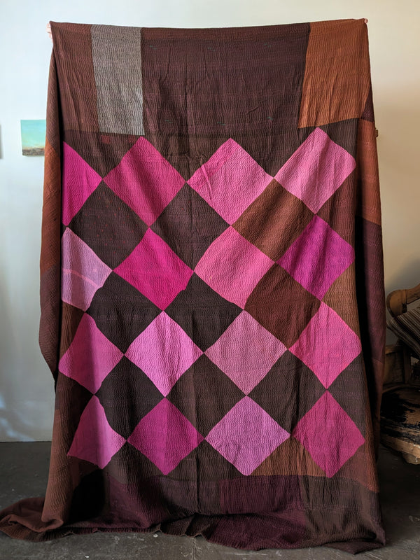 Auntie Oti Brown and pink quilt blanket gift shop boutique store boston sowa small business home linens cotton bedding handmade