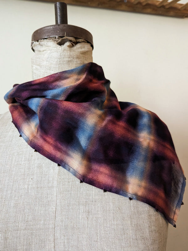 Chan Luu silk plaid print bandana dark sapphire small bussiness gift store boutique shop sowa boston