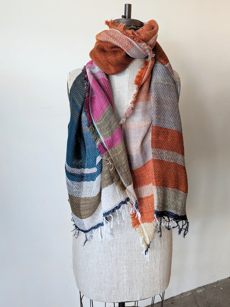 Tamaki Niime wool cotton small root shawl scarves Made in Japan Shop Boston