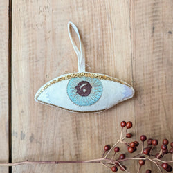 Skippy Cotton Evil Eye embroidered lavender ornaments sowa boston small business gift shop holiday decorations boutique