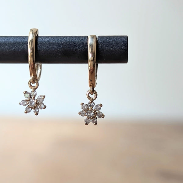 briliant cut diamonds set in 14k gold dangle hoops jewelry store sowa gift shop fine handmade jewelry