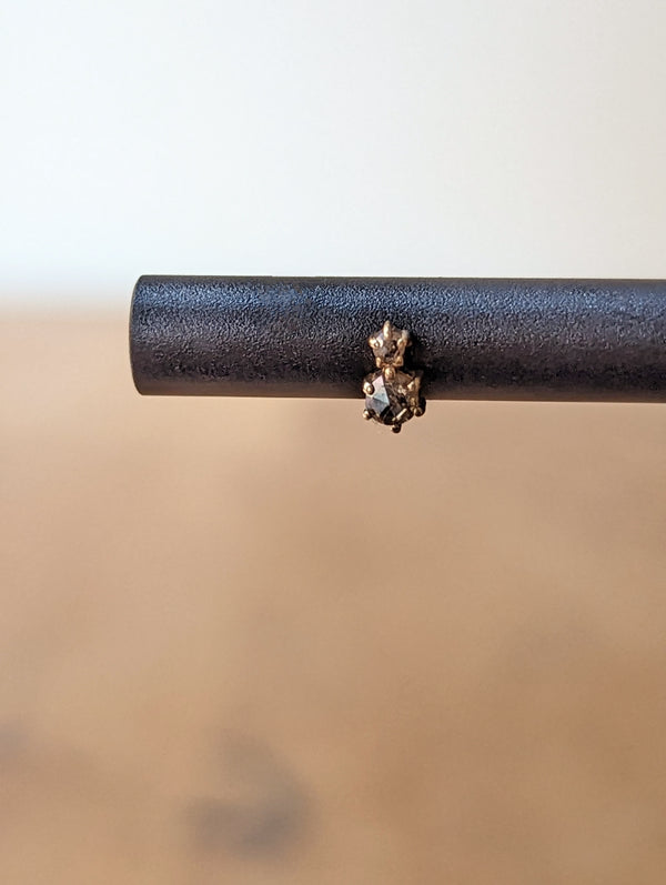rose cut brown diamonds set in 14k gold stud earrings jewelry store sowa gift shop fine handmade jewelry