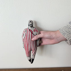 Tattooed Strong Man, Cotton-Filled Art Doll, Embroidered