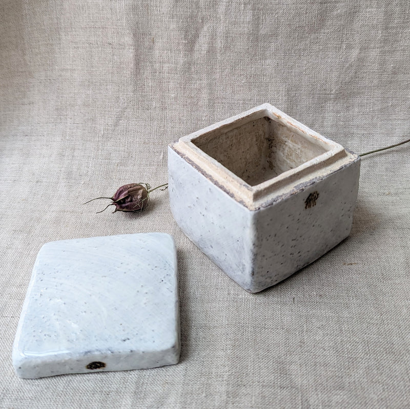 Handmade ceramic box by Florence Penault. Shop Boston sowa gift store
