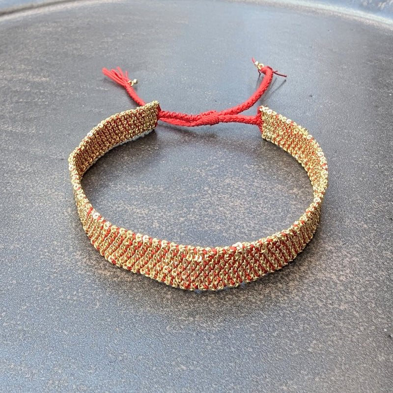 Woven Chain Bracelet - Red