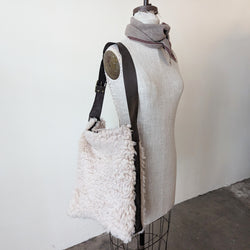 Stitch and Tickle Large shearling leather tote handmade boston gift shop sowa boutique leatherwork 