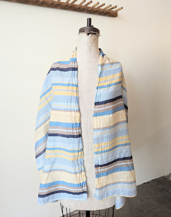 Aunti Oti cotton blue striped scarf sowa Boston small business boutique store gift shop