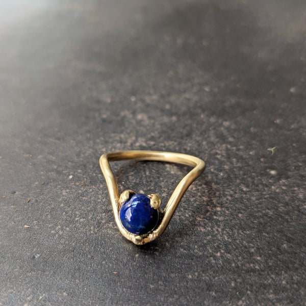 Lapis Lazuli Brass Ring