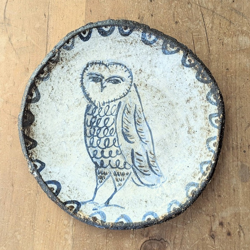 charlotte salt handmade ceramic black textured clay owl plate sowa boston pottery gift shop boutique 