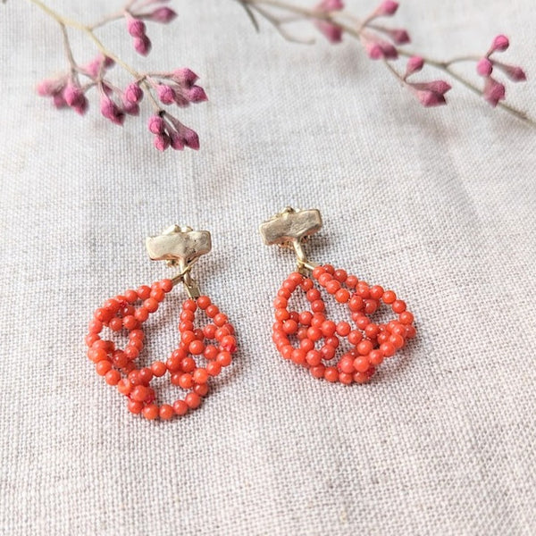 Julie Cohn Stamen Coral chain earrings Shop Boston handmade jewelry SoWA boutique independent business