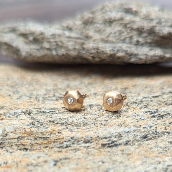 Sarah Swell Gold diamond mini ore stud earrings shop boston sowa jewelry store boutique gift shop minimalist simple