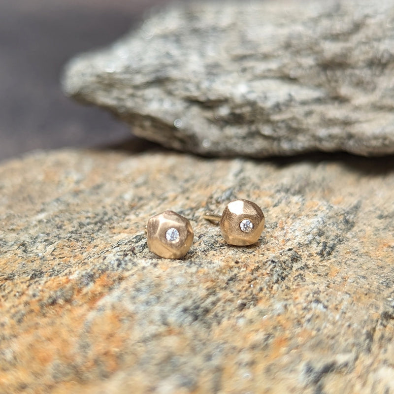 Sarah Swell Gold diamond mini ore stud earrings shop boston sowa jewelry store boutique gift shop minimalist simple