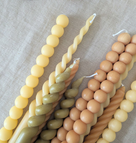 Tall Handmade Beeswax Candles - Natural Bauble