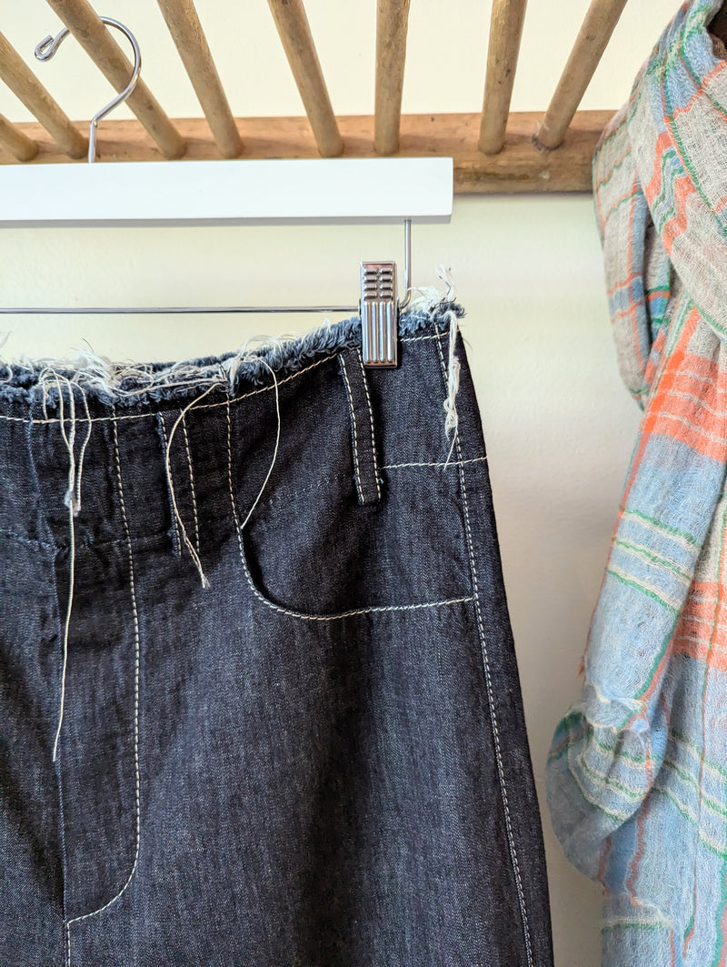Wide Leg Bootcut Dark Blue Jeans Susanne Bommer Stitch and Tickle small business gift shop sowa boston
