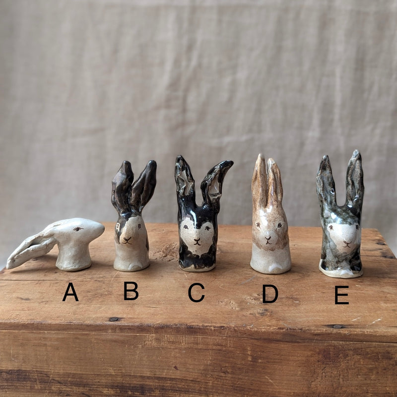 Handmade and hand-painted rabbit head sculptures by Charlotte salt small business sowa Boston gift shop boutique store