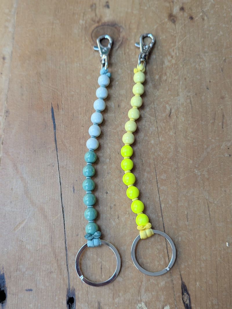 Ina Seifart Perlen two tone wood beaded colorful Keychain bracelet wristlet fob holder short handmade gift shop sowa boston fashion accessories independent boutique 