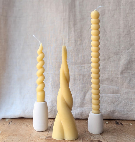 Large Handmade Beeswax Candles - Natural Twist