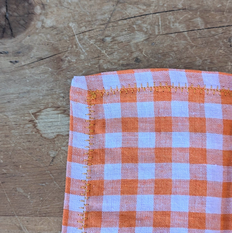 locally made in Massachusetts USA merchant and mill linen napkins set gift shop boston sowa boutique store dinner table gingham checker pattern