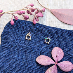 n+a new york jewelry sapphire emerald diamond ten Stone constellation stud earrings 14k recycled gold handmade in brooklyn NYC shop Boston sowa gift store boutique sustainable