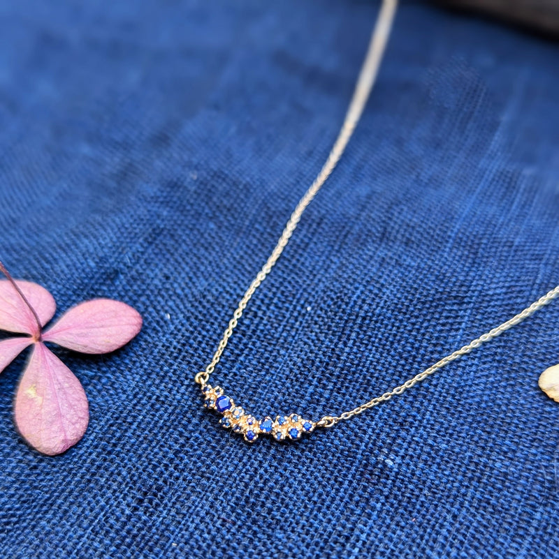 n+a new york jewelry sapphire necklace 14k recycled gold handmade in brooklyn NYC shop Boston sowa gift store boutique sustainable