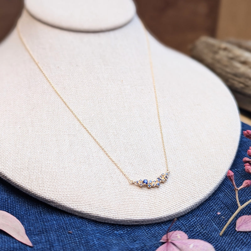n+a new york jewelry sapphire necklace 14k recycled gold handmade in brooklyn NYC shop Boston sowa gift store boutique sustainable