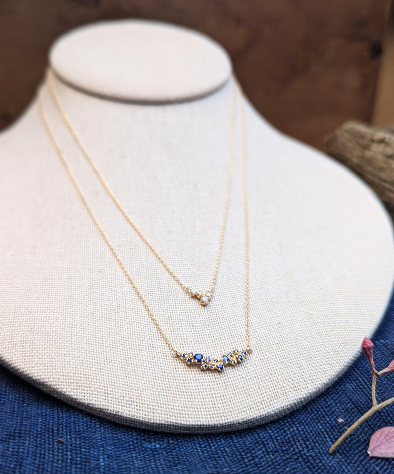 n+a new york jewelry sapphire necklace 14k recycled gold handmade in brooklyn NYC shop Boston sowa gift store boutique sustainable