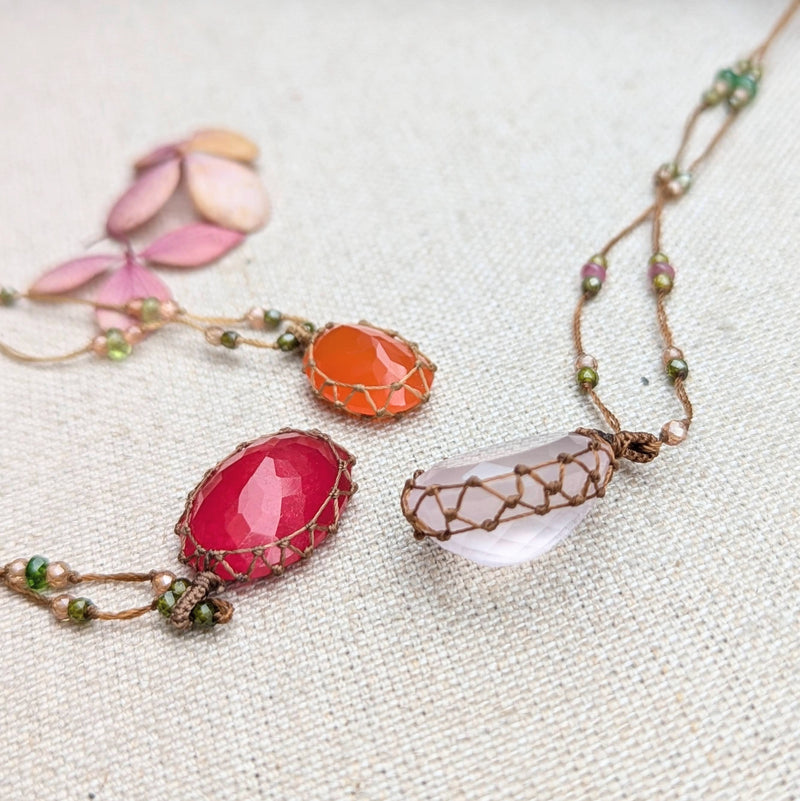 Tibetan Necklace - Rose Quartz