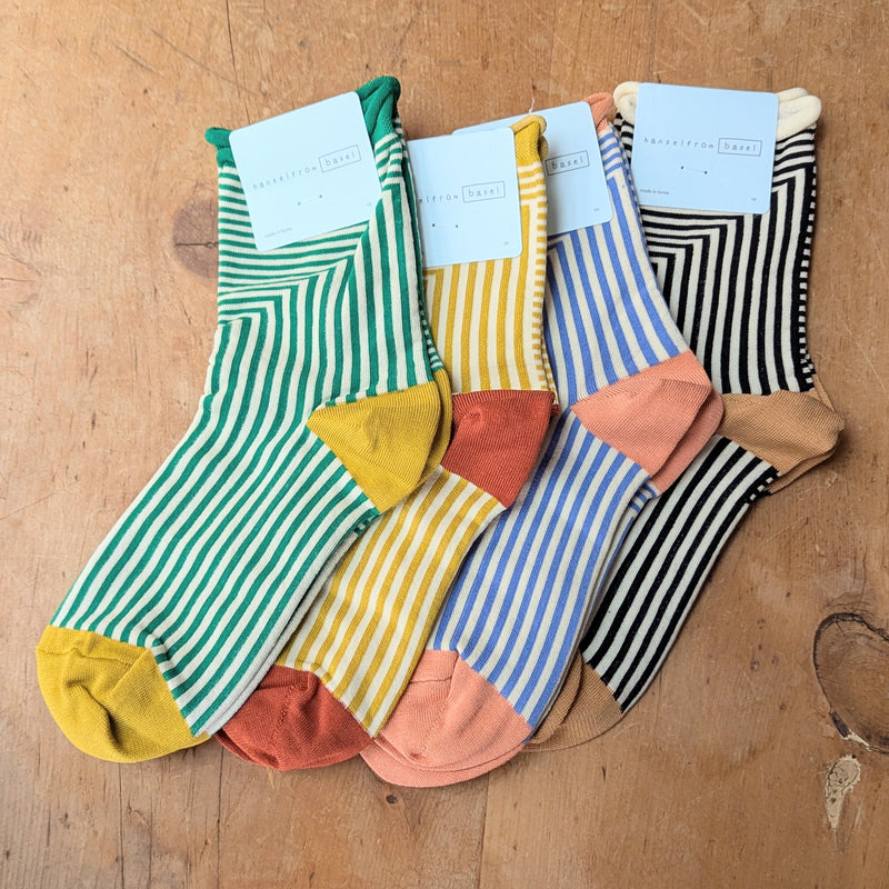 Hansel from Basel Corbusier Blue Stripe Crew Socks shop Boston sowa boutique gift store
