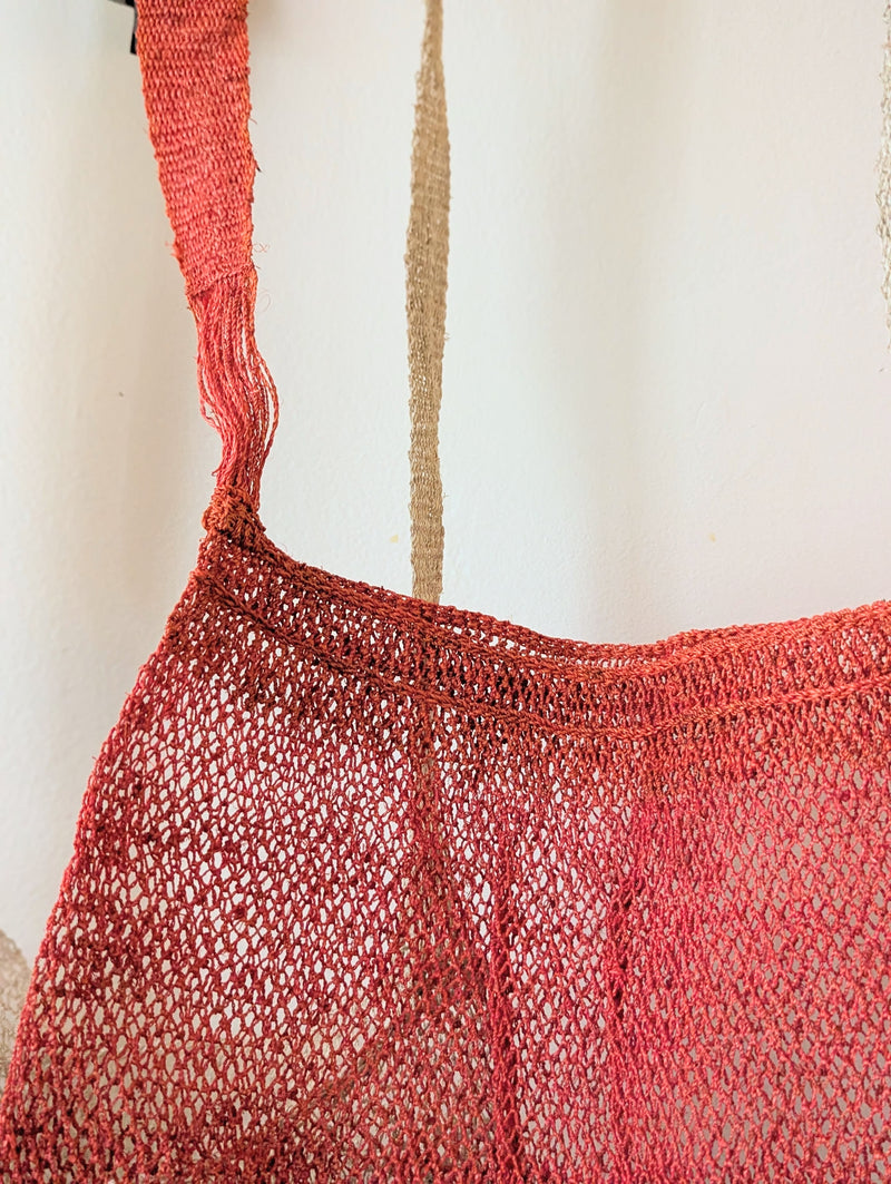 Natural Vine Net Bag Poppy Red eco friendly jungle bag handmade Laos tote crossbody woven shop Boston store SOWA boutique gift 