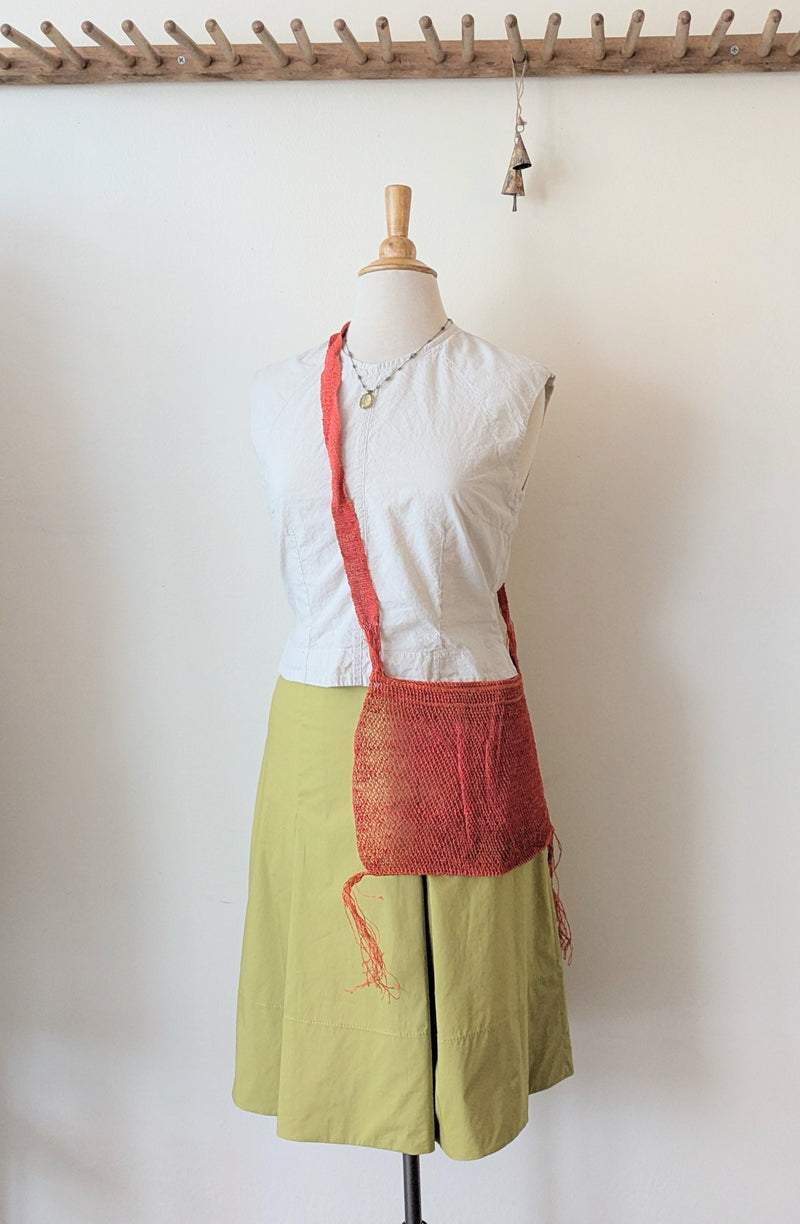 Natural Vine Net Bag Poppy Red eco friendly jungle bag handmade Laos tote crossbody woven shop Boston store SOWA boutique gift 