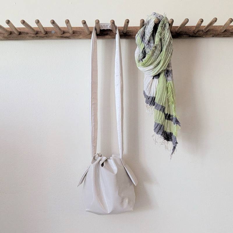 Mate Mono Tekateka shiny drawstring puffy shoulder crossbody bag clutch purse vegan sustainable eco friendly recycled upcycled Made in Japan Japanese gift shop Boston Sowa boutique gift store
