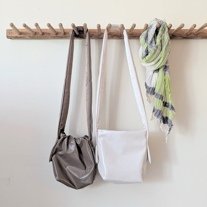 Mate Mono Tekateka shiny drawstring puffy shoulder crossbody bag clutch purse vegan sustainable eco friendly recycled upcycled Made in Japan Japanese gift shop Boston Sowa boutique gift store