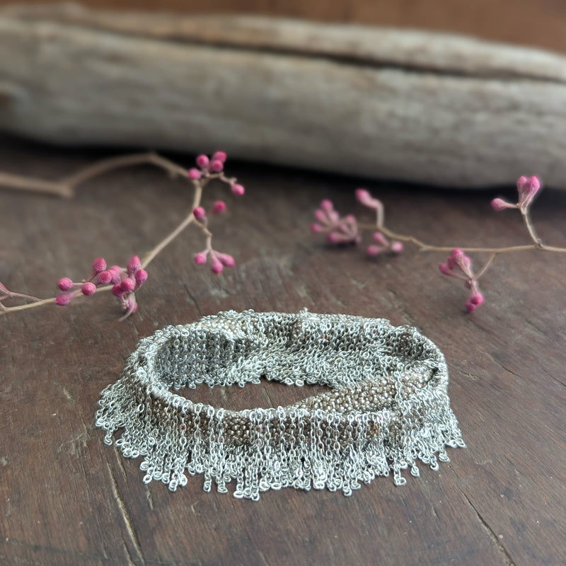 Marie Laure Chamorel braided Chain bronze brass open fringe necklace bracelet choker jewelry store sowa boston gift shop small business boutique