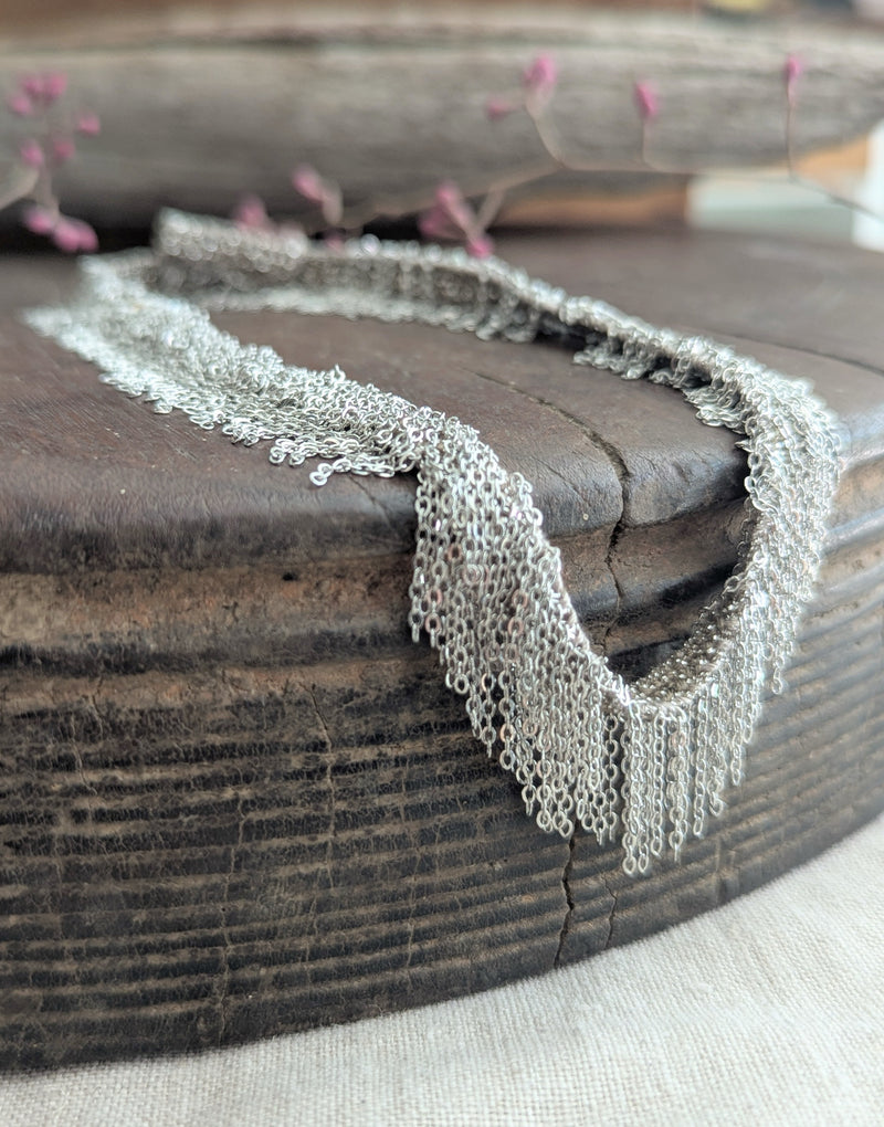 Marie Laure Chamorel braided Chain bronze brass open fringe necklace bracelet choker jewelry store sowa boston gift shop small business boutique