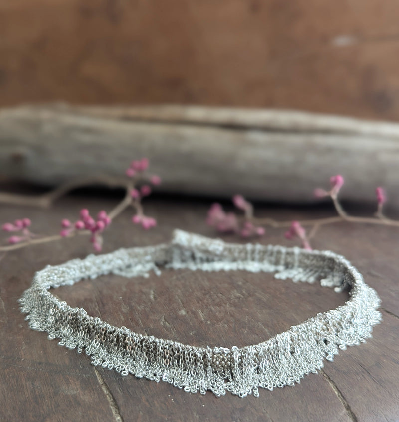 Marie Laure Chamorel braided Chain bronze brass open fringe necklace bracelet choker jewelry store sowa boston gift shop small business boutique