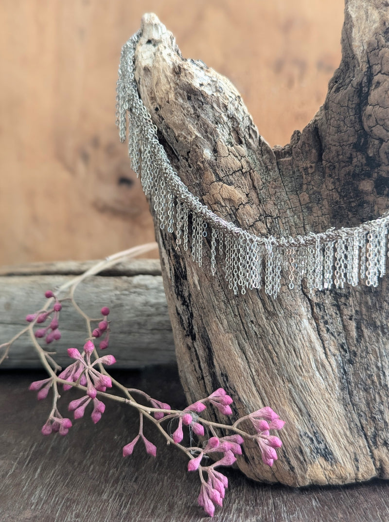 Marie Laure Chamorel braided Chain bronze brass open fringe necklace bracelet choker jewelry store sowa boston gift shop small business boutique