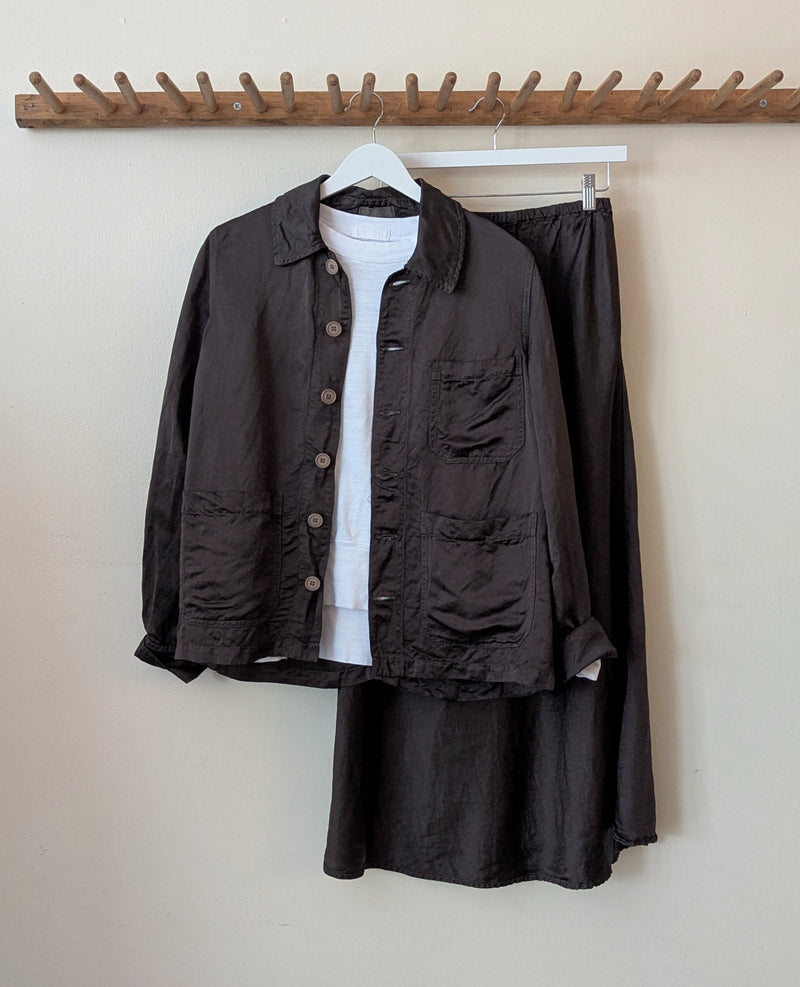 CP Shades shirt jacket button up shacket linen satin summer fashion clothing Shop Boston Sowa made in usa
