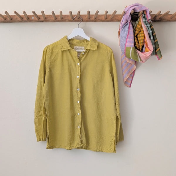Khadi Cotton Button Down Shirt - Lemongrass