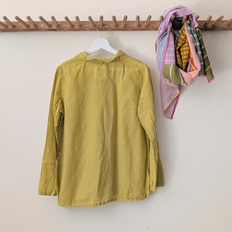 Khadi Cotton Button Down Shirt - Lemongrass
