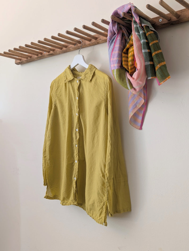 Khadi Cotton Button Down Shirt - Lemongrass