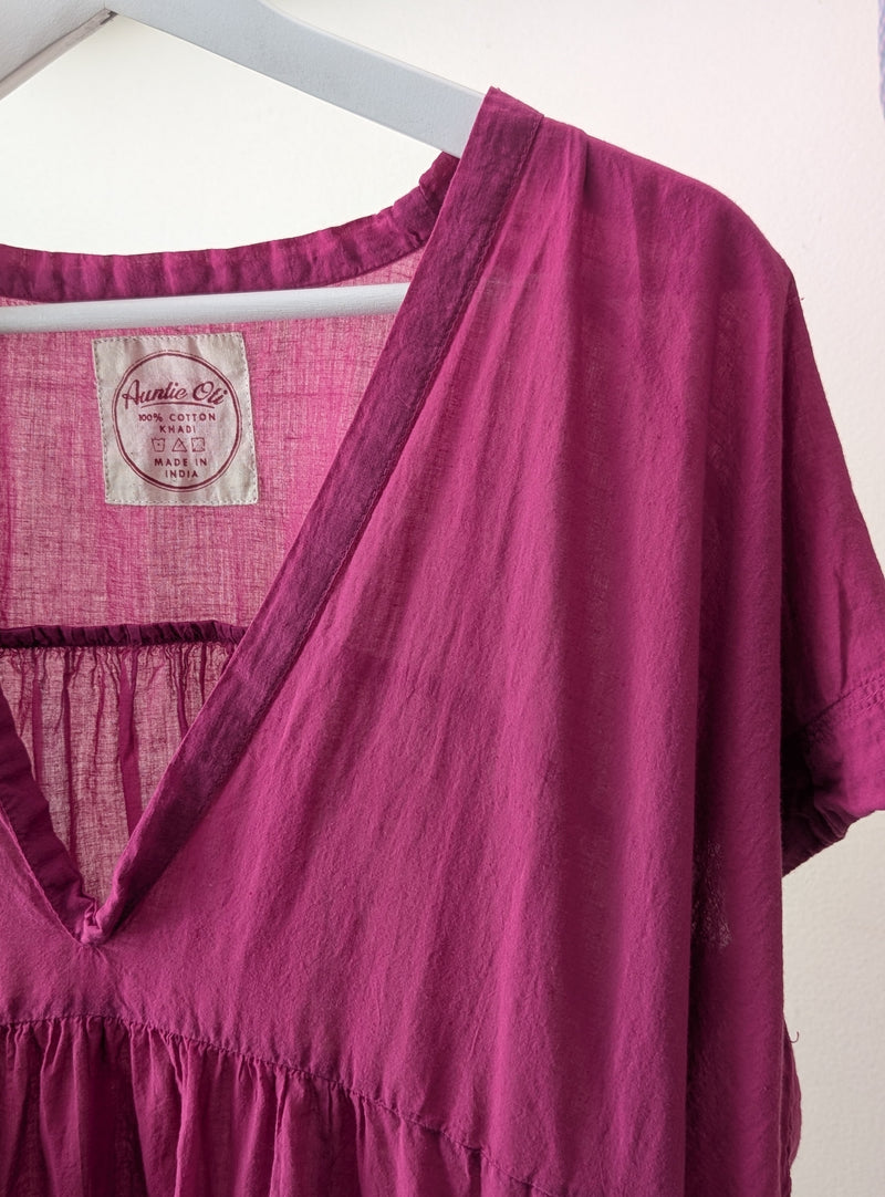 Long V Dress - Magenta