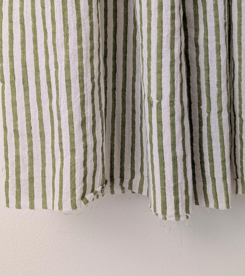Khadi Cotton Drawstring Skirt - Green Stripe